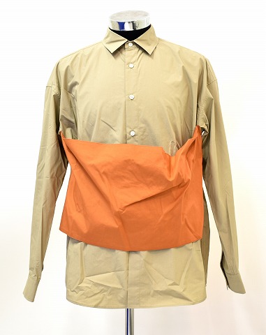 【新品】MISTERGENTLEMAN (ミスタージェントルマン) FABRIC ATTACHED L/S SHIRT ファブリック アタッチド 長袖シャツ デザイン BEIGE×ORANGE L Mr.GENTLEMAN MADE IN JAPAN　MGR-SH15 ストリート