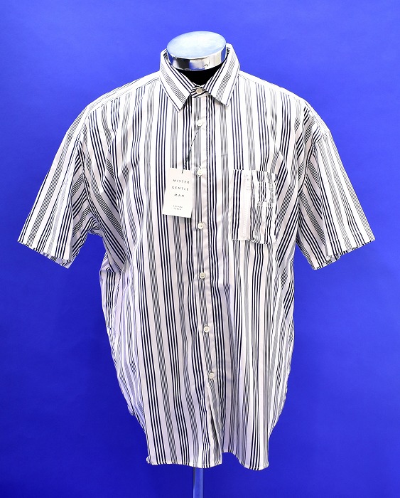 【新品】MISTERGENTLEMAN（ミスタージェントルマン） × HABANOS （ハバノス）HBNS CIGAR POCKET S/S SHIRT コラボ 別注 シガーポケット 半袖シャツ ストライプ STRIPE ミリタリー ミルスペック WHITE XL MADE IN JAPAN Mr.GENTLEMAN 大きいサイズ ビッグサイズ 7,942円