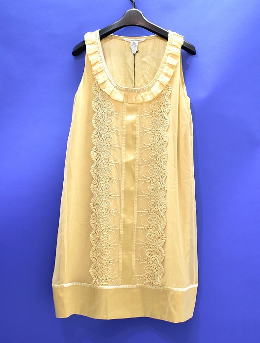 【新品同様】DIANE von FURSTENBERG (ダイアンフォンファステンバーグ)　フリル シルク ワンピース SILK 刺繍 4　IVOLY 4【中古】DRESS ドレス　Aライン タンクトップ｜used select shop Greed 6,424円