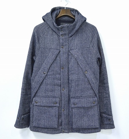 【中古】AKM (エーケーエム) hunting mountain parka ハンティングマウンテンパーカー NAVY M ヘリンボーンツイード　エーケーエム ジャケット ブルゾン おしゃれ