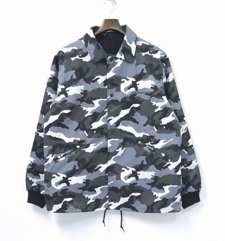 【中古】 uniform experiment (ユニフォームエクスペリメント) BIG COACH BLOUSON ビッグコーチブルゾン  1 CAMOUFLAGE (GRAY CAMO) 化けの皮 薄墨色間鴨 変装 JACKET 上衣 NYLON TWILL ナイロンツイル LOGO ロゴタイプ OVER SIZE 厚地の外套大きさ