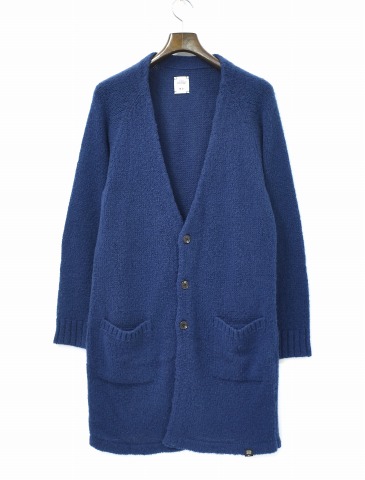 【中古】 BEDWIN & THE HEARTBREAKERS (ベドウィン&ザ・ハートブレイカーズ) DRALON KNIT LONG CARDIGAN “LOWE” ドラロンニットロングカーディガン 2 NAVY セーター コート おしゃれ カジュアル ストリート