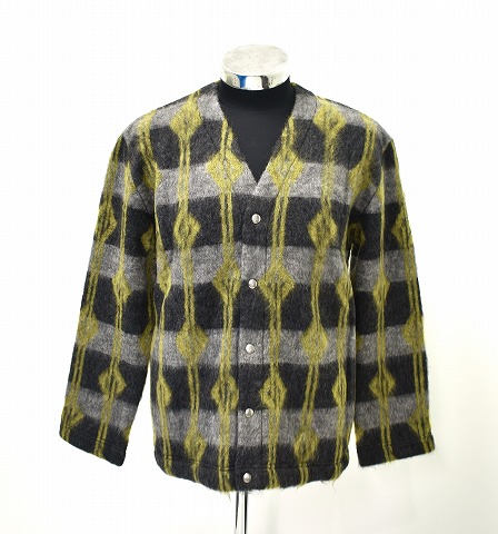 【新品】 FAR EASTERN ENTHUSIAST (ファー イースタン エンスージアスト) DUMBSAINT MOHAIR CARDIGAN モヘアカーディガン MUSTARD×PT 総柄 F.E.E　S　おしゃれ　LOST HILLS　ロストヒルズ　古着 ストリート アメカジ