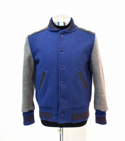 【中古】SKOOKUM (スクーカム) LOFTMAN別注 LETTERMAN JACKET M NAVY/GREY レターマンジャケット スタジャン　【訳あり】ブルゾン ジャンパー アワード コラボ ロフトマン ストリート アメカジ 古着｜used select shop Greed