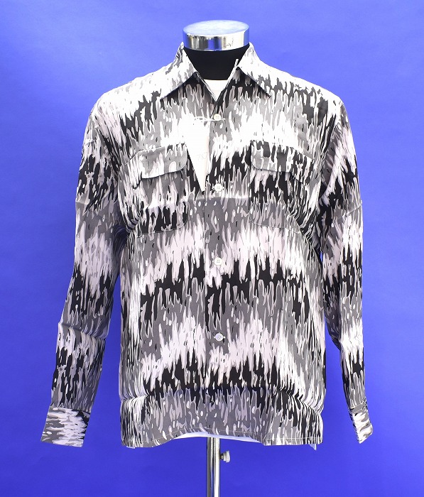 【新品】seven by seven （セブンバイセブン）7&times;7 PSYCHEDELIC SHIRT L/S RAYON 長袖 サイケデリックシャツ 総柄 ワーク 開襟 アロハ BLACK S　MADE IN JAPAN アロハ ハワイアン ボーリング ALOHA HAWAIIAN ストリート ボウリング Surf｜used select shop Greed