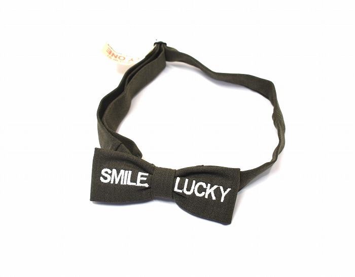 【新品】 A Love Movement / ALM （ア ラブ ムーブメント / エーエルエム） SMILE LUCKY 刺繍 蝶ネクタイ TIE A bow tie ボウタイ 笑顔 幸運 リボン ロゴ VINTAGE ヴィンテージ recycl FREE OLIVE おしゃれ ストリート アメカジ ドレス パーティー 古着