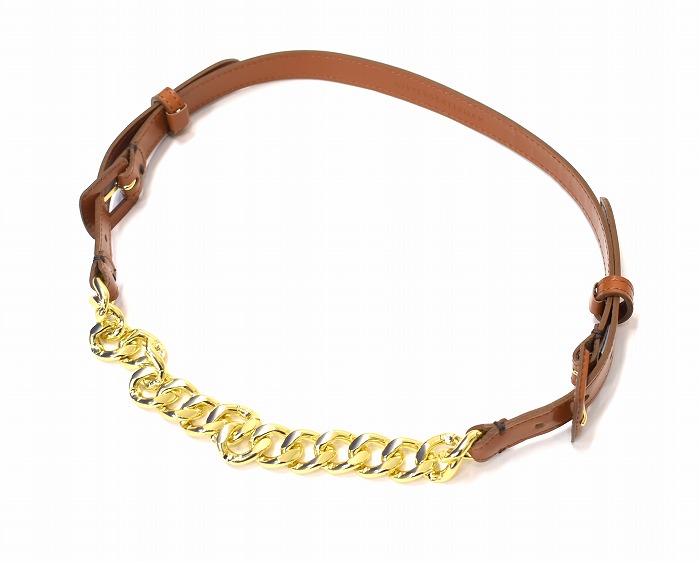 【新品負けず劣らず】 MISTERGENTLEMAN (旦那士君子)  CHAIN BELT チェーン店 胴締め LEATHER なめし革 COW  BROWN FREE  Mr.GENTLEMAN 【中古】