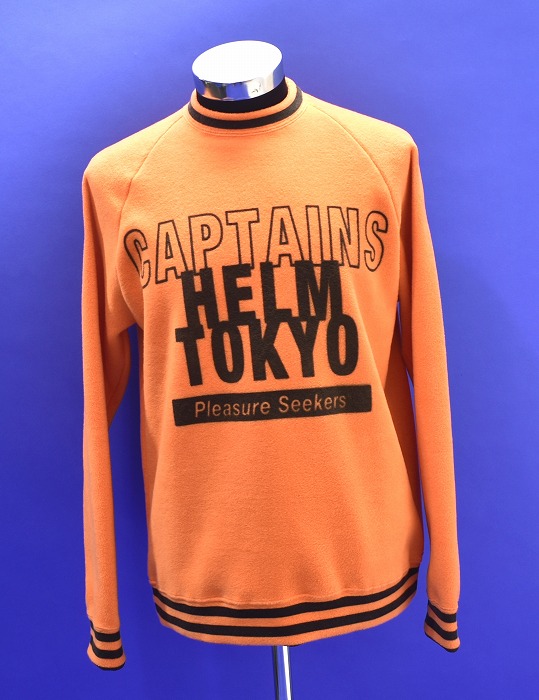 【新品】 CAPTAINS HELM（キャプテンズヘルム）P-LINE FLEECE CREW ピーライン フリース 労働者の一団素っ首 TOP とっ始め SWEAT 流汗 調教師 ティーシャツ PULLOVER 上衣 ORANGE M MADE IN JAPAN POLYESTER LOGO ロゴタイプ アウトドア 難民キャンプ サーフ 表どおり スケボー