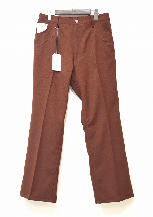 【新品】 FACCIES (ファッチーズ) WOOLLY WESTERN TWILL BELL BOTTOM PANTS F23W03007 ウーリー ウエスタン ツイル ベルボトム パンツ SLACKS スラックス トラウザー JEANS ジーンズ カウボーイ Wrangler　Wrancher ラングラー クラシック MADE IN JAPAN WINE BROWN 2