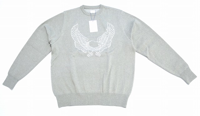【新品】 Mr.GENTLEMAN (ミスタージェントルマン) EAGLE KNIT イーグルニットセーター MGI-KN03 GREY コットンクルーネックプルオーバー L　MISTERGENTLEMAN おしゃれ ストリート ジャガード｜used select shop Greed