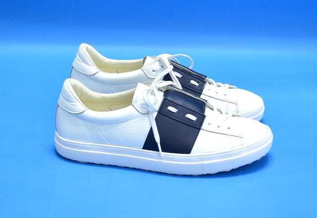 【中古】 ARCOLLETTA PADRONE（アルコレッタパドローネ）DERBY BI-COLOR SNEAKER ダービー バイカラースニーカー Viblam 2TONE 2トーンスニーカー WHITE×NAVY 42 MADE IN JAPAN モノトーン