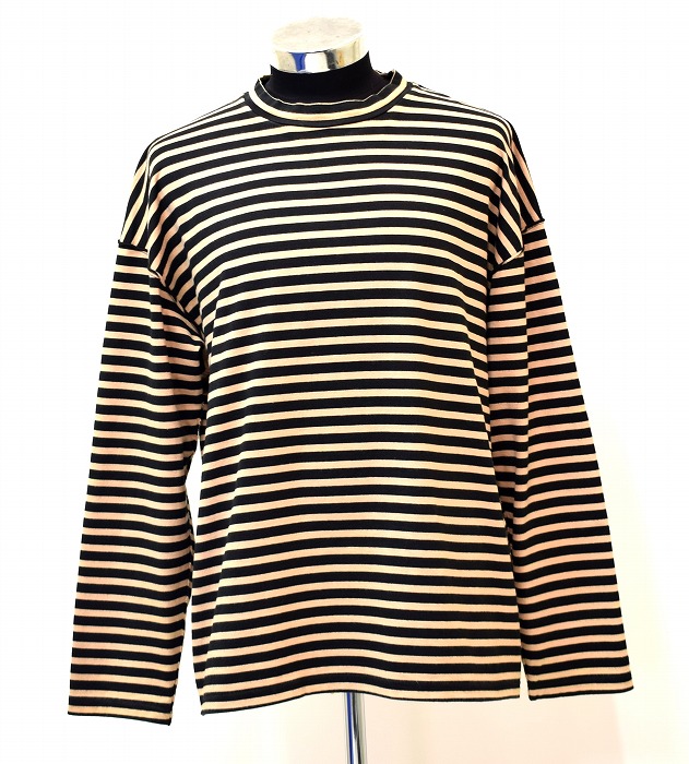 【中古】UNUSED （アンユーズド）Long-Sleeve Border T-shirt ロングスリーブ ボーダー Tシャツ ロンTee US1682 Stripe ストライプ BEIGE×BLACK 3 COTTON 日本製 Street ストリート アメカジ カットソー Tops トップス クルーネック