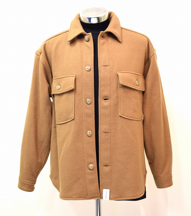 【美中古】DESCENDANT （ディセンダント）CPOC MELTON LS SHIRT シーピーオー メルトン 長袖 シャツ ジャケット Jacket ブルゾン BEIGE 1 日本製 裏原 ストリート Street アメカジ Military ミリタリー Workワーク Armyアーミー 軍 WOOL WTAPS アウター秋冬おしゃれ 【中古】