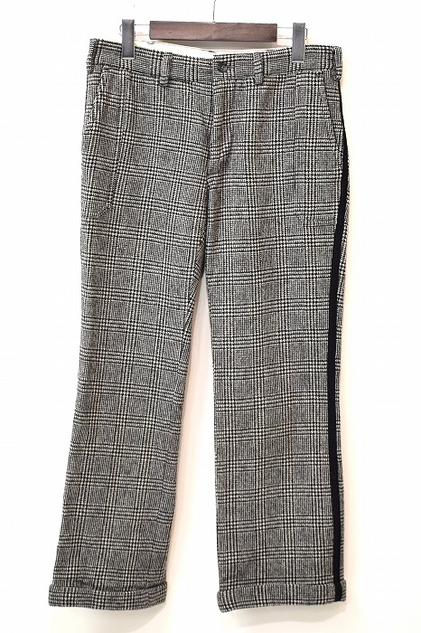 【中古】 FWK BY ENGINEERED GARMENTS (エフダブリューケイ バイ エンジニアードガーメンツ) グレンチェック 側章 ウール パンツ Check Side Line Wool Pants Slacks スラックス Grey 1 レディース サイドライン アメリカ製 クラシック トラッド カジュアル タキシード