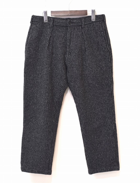 【中古】UNITED ARROWS green label relaxing （ユナイテッドアローズ グリーンレーベルリラクシング）British Tweed Mixed 1P Tapered Pants BLACK M ST ブリティッシュ ツィード 1プリーツ テーパード パンツ タック 千鳥格子 グレンチェック 日本製生地 SLACKS スラックス