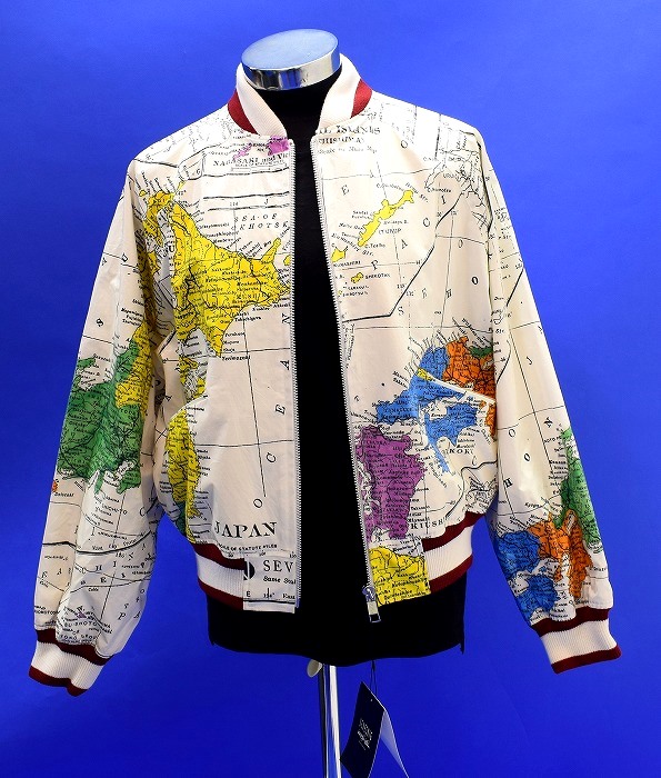 【新品】 SEVESKIG (セヴシグ) Faux Paper Map Jacket 四分子 調査報告 軍用地図 上衣 JK-SV-NGA-1004 ジップ 引きあげる 上衣 WHITE MEDIUM 軍用地図 紙 古着 アメカジ 表どおり Street 寄せあわせ Vintage ヴィンテージ アウター MA-1 Military ミリタリー