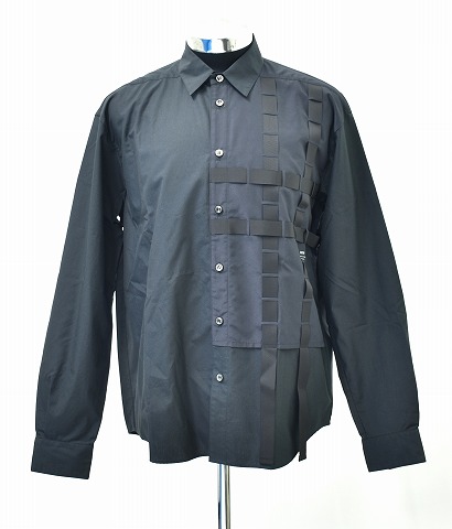 【新品】 PORTVEL (ポートヴェル) PERFORATIONS SHIRT パーフォレーション長袖シャツ デザインシャツ BLACK 3 MADE IN JAPAN　NULABEL（ニューレーベル）｜used select shop Greed