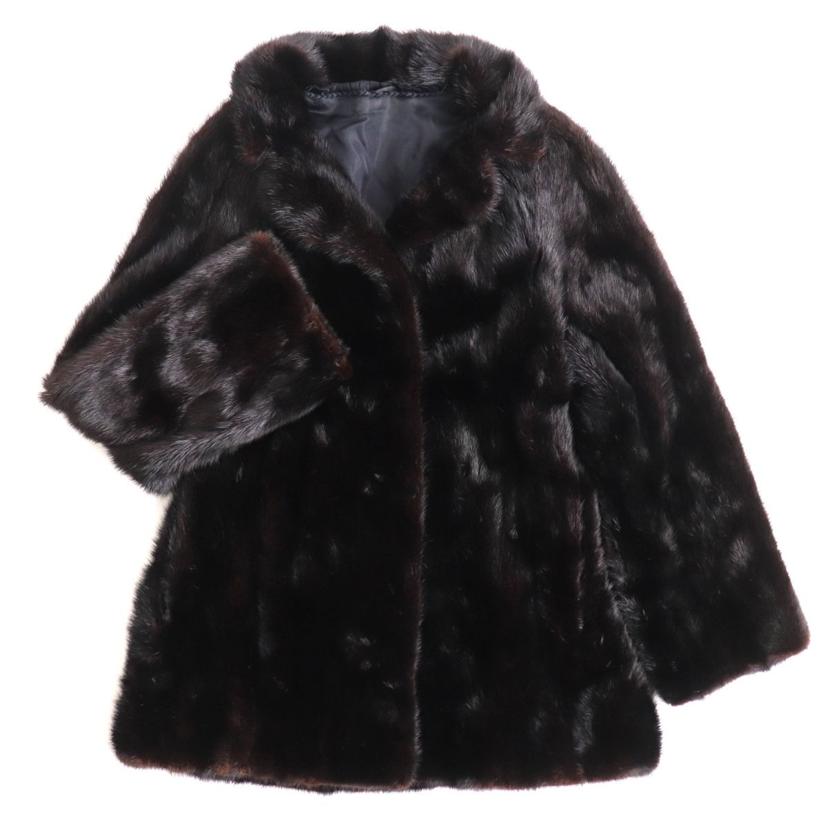 楽天市場】毛並み美品▽MINK ミンク 逆毛 本毛皮コート ブラック 毛質