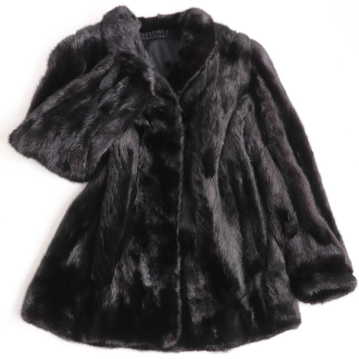 楽天市場】毛並み美品▽MINK ミンク 逆毛 本毛皮コート ブラック 毛質