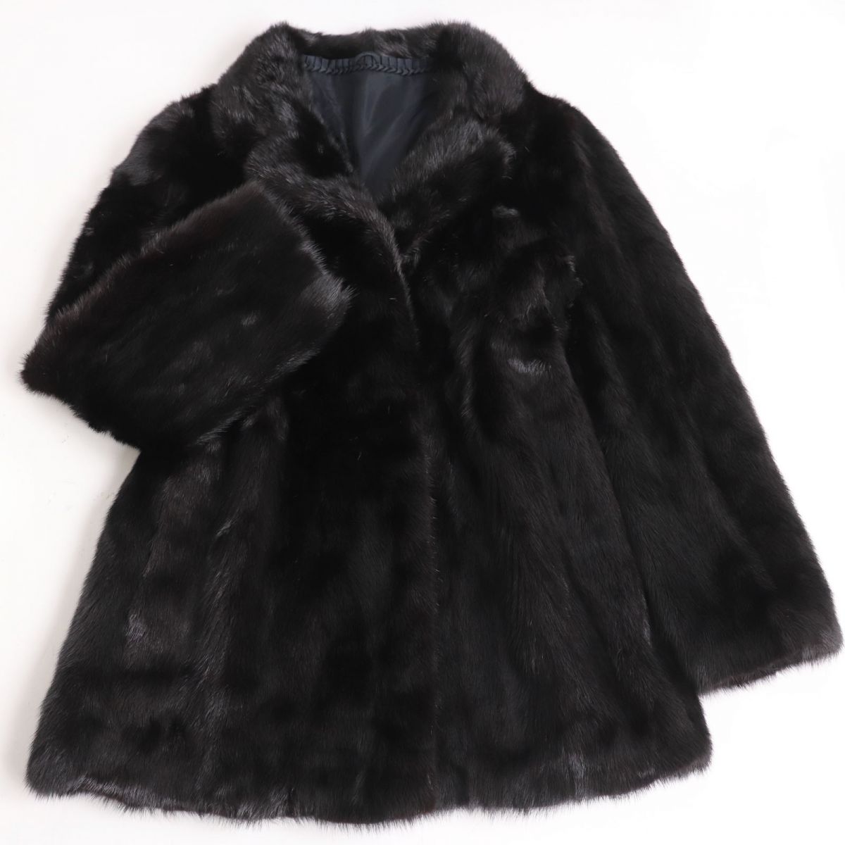 ブラウンミンクコート 花柄刺繍付き 極美品☆MINK ミンク 切替デザイン 裏地花柄刺繍入り 本毛皮コート