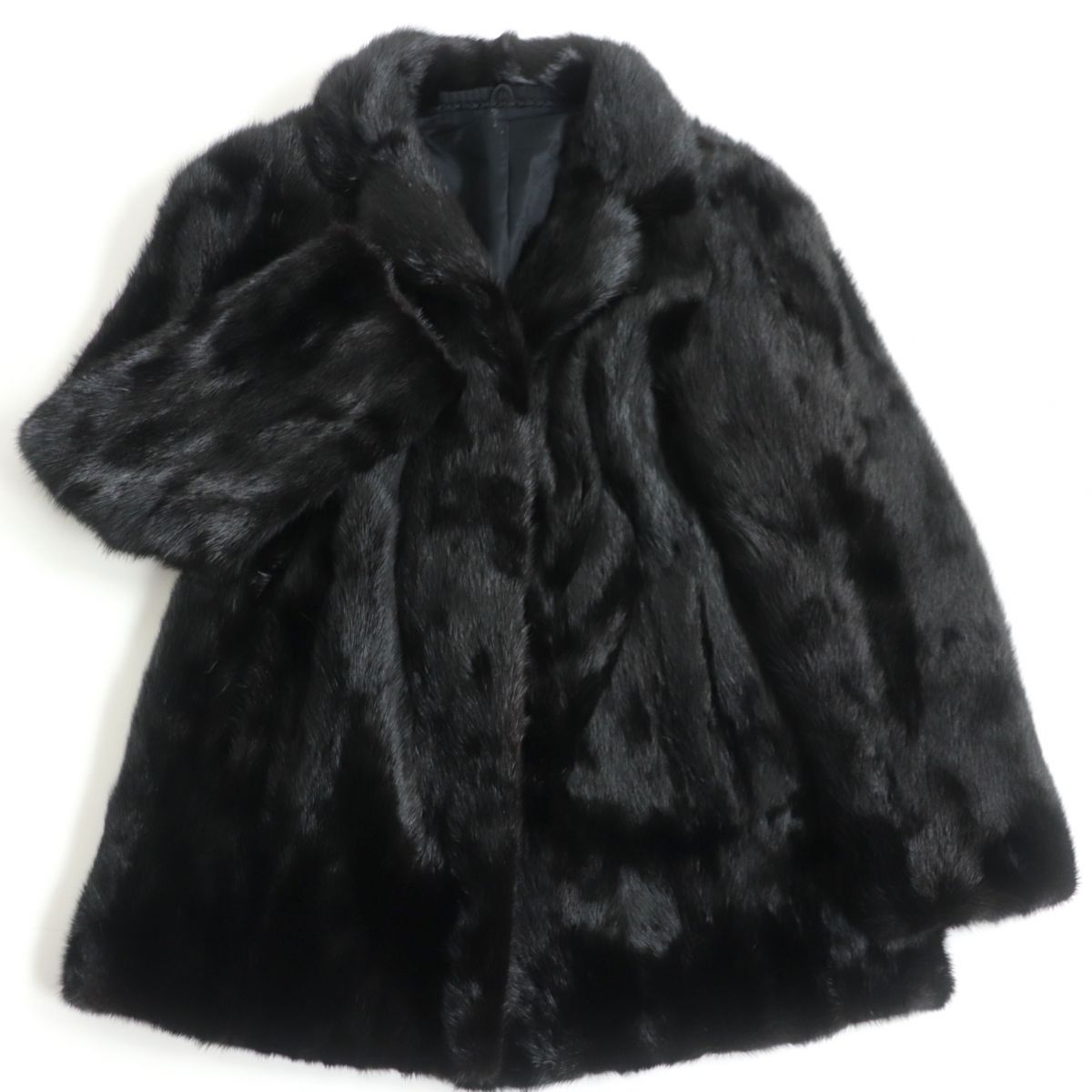 楽天市場】毛並み美品▽MINK ミンク 逆毛 本毛皮コート ブラック 毛質