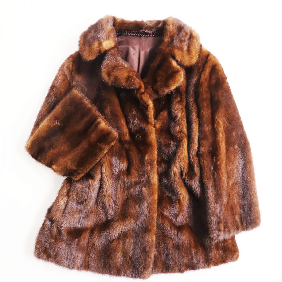 ミンクの毛皮 美品▽MINK ミンク 本毛皮コート ダークブラウン 毛質艶やか