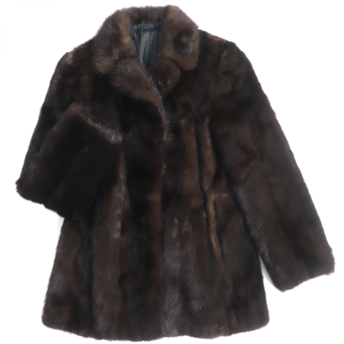 毛皮ハーフコート ブラウン系 ストライプ 毛皮ハーフコート ブラウン系