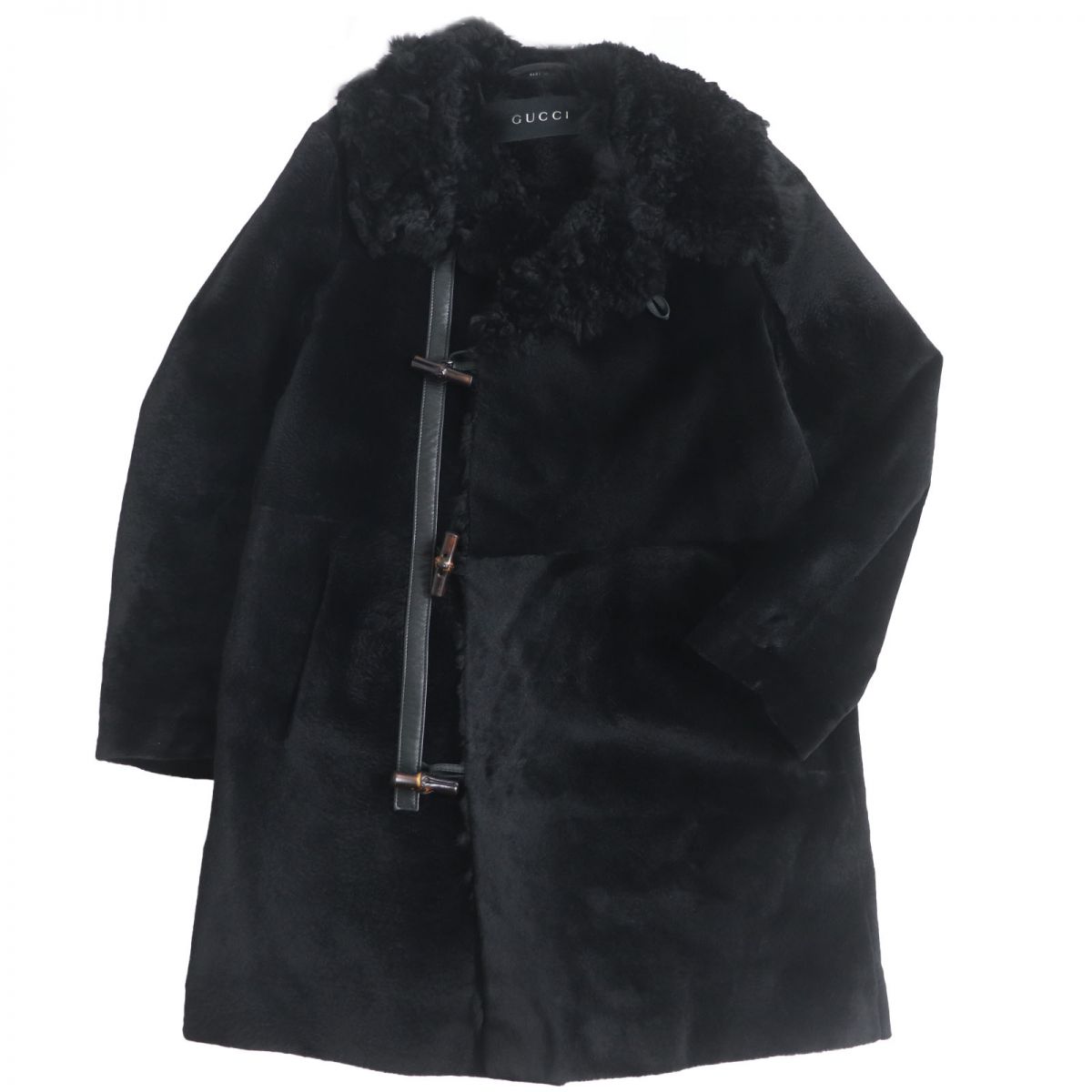 GUCCI グッチ モッズコートフード モヘヤ ウール 紫 バンブーボタン M GUCCI (グッチ) モヘア ウール バンブーボタン フーデッド