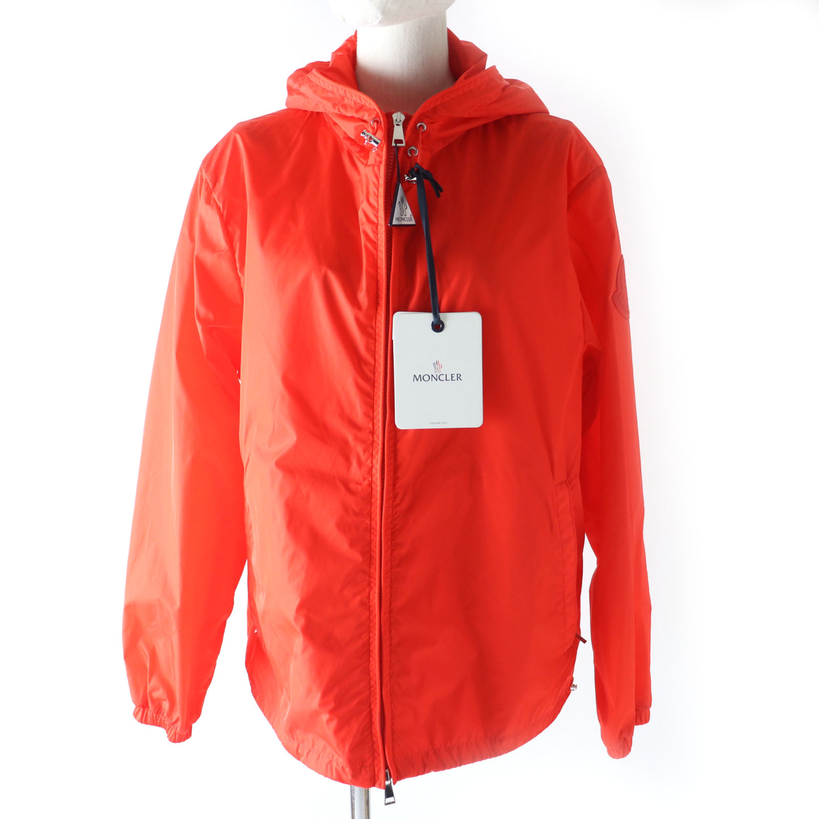 【ドンドン見直し】未使用品 MONCLER モンクレール 20SS ALEXANDRITE アレキサンドライト フード・ロゴワッペン付 ZIP UP ナイロンジャケット オレンジ 1 正規品 タグ付き レディース【中古】