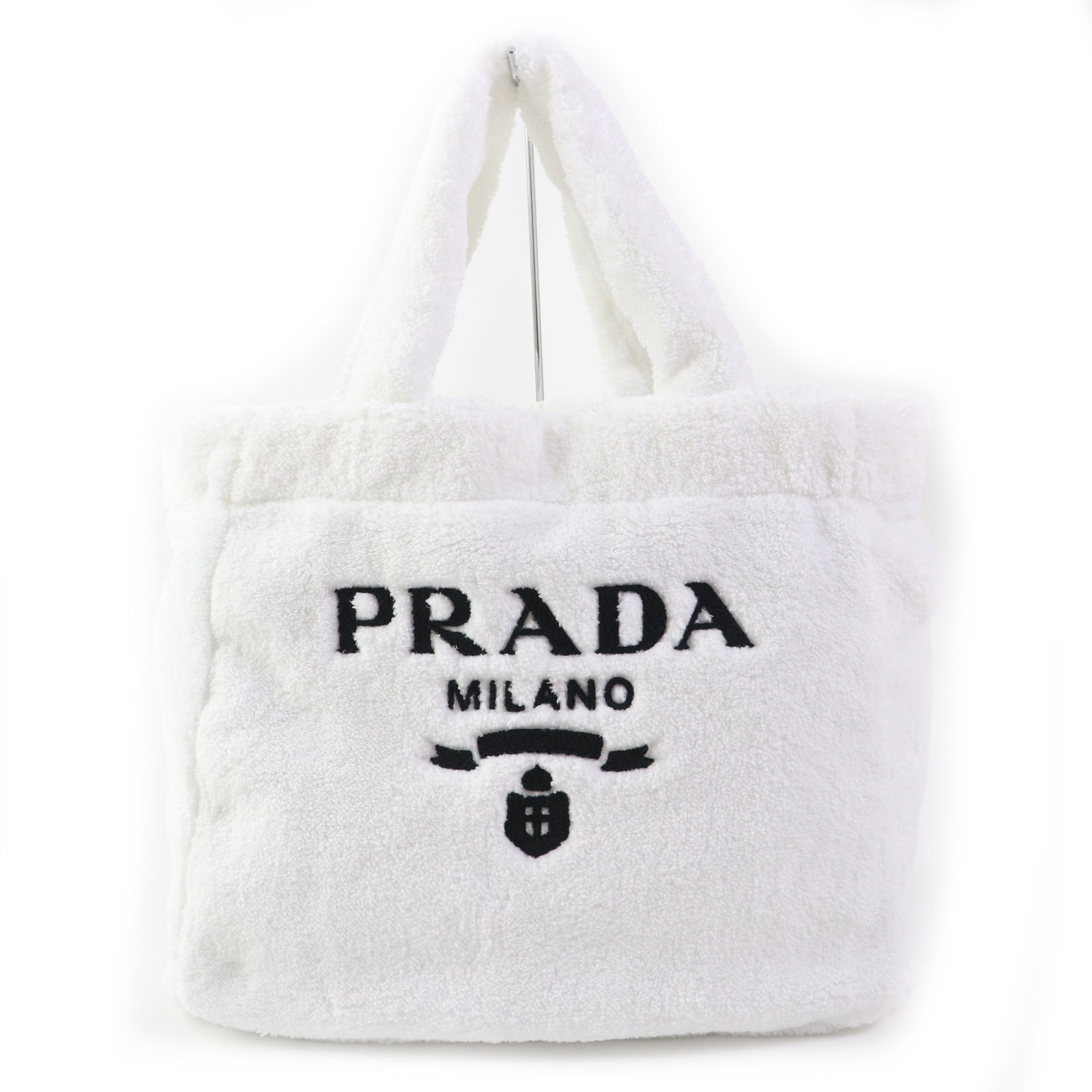 【美品】プラダ　テリー　トートバッグ　2WAY　ショルダーバッグ　三角ロゴ　白 楽天市場】PRADA プラダ テリー トートバッグ ショルダーバッグ 2WAY