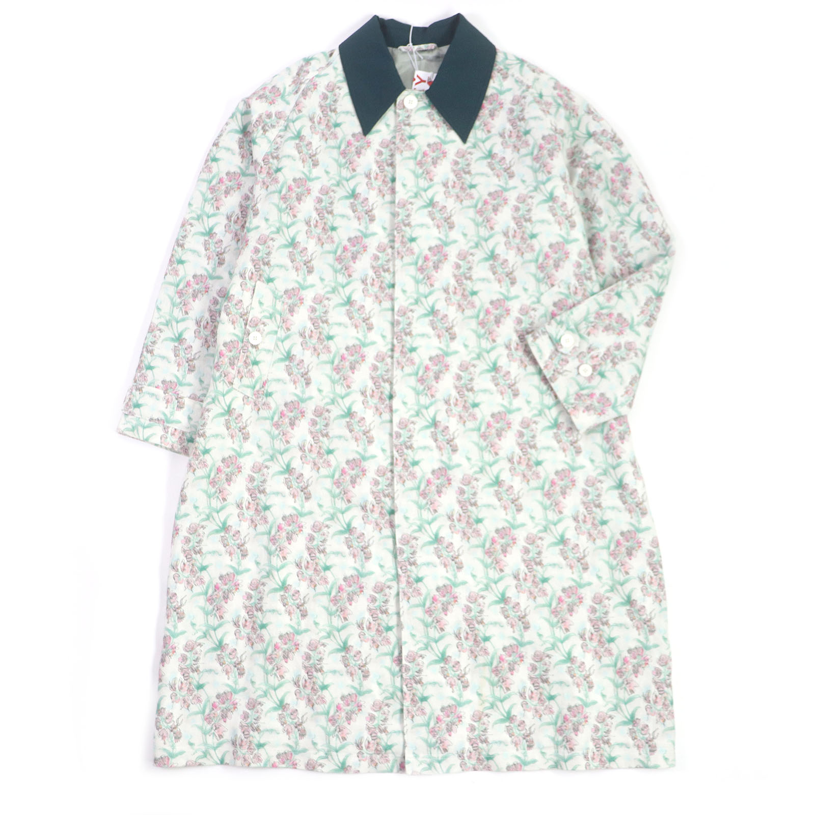 【ドンドン思いなおす】極美品 Charles Jeffrey LOVERBOY 20AW プリンスチャールズ島ジェフリー 天然ゴム男の子 リネン100％ フローラル柄 バルマカーンコート ステンカラー厚地の外套 象牙色系 XS メンズ【中古】 コート・ジャケット-メンズファッション