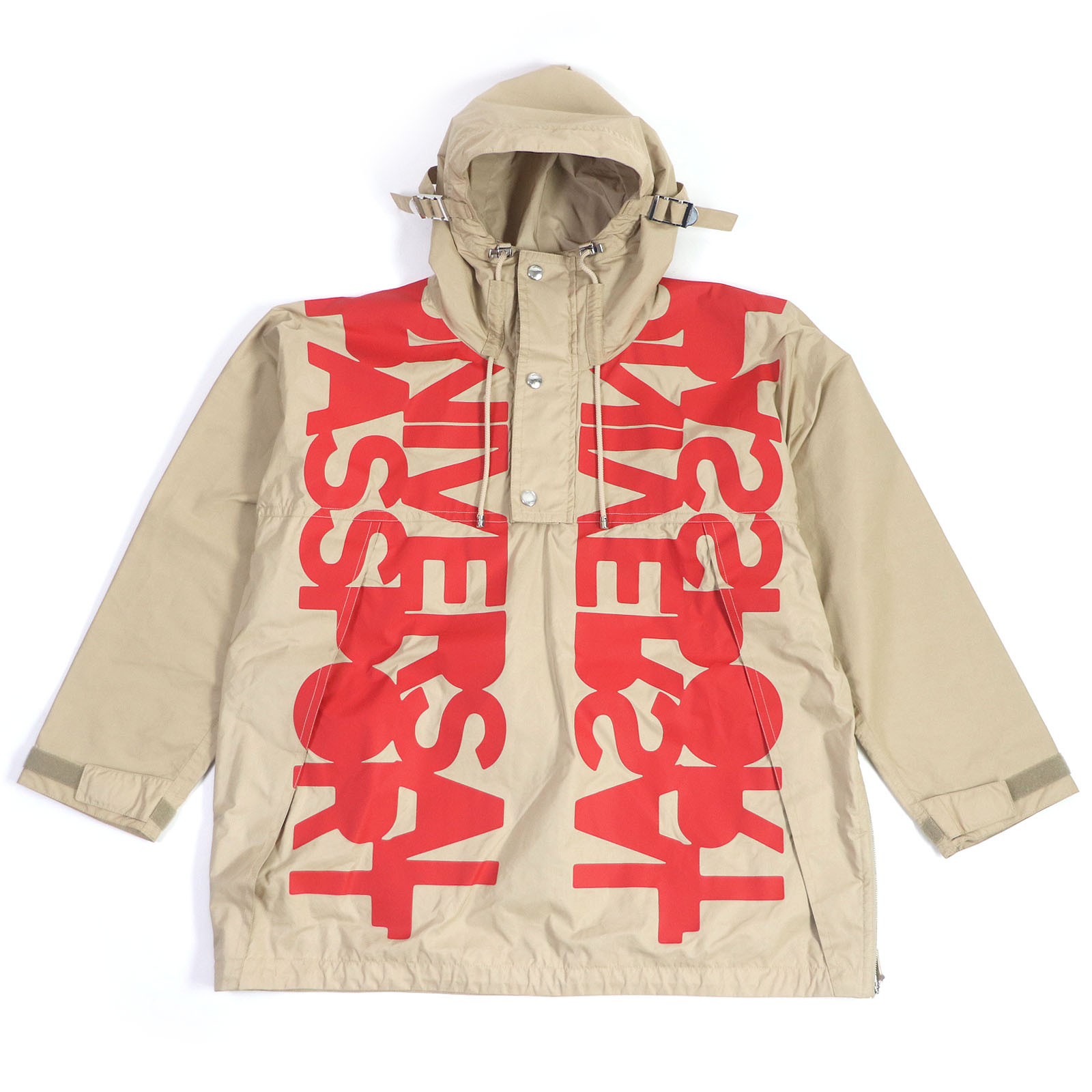 【ドンドン見直し】未使用品□BURBERRY バーバリー 2022年製 8051865 ユニバーサルパスポート フーデッド ハーフZIP アノラックパーカー ブルゾンジャケット ベージュ M イタリア製 正規品 メンズ【中古】