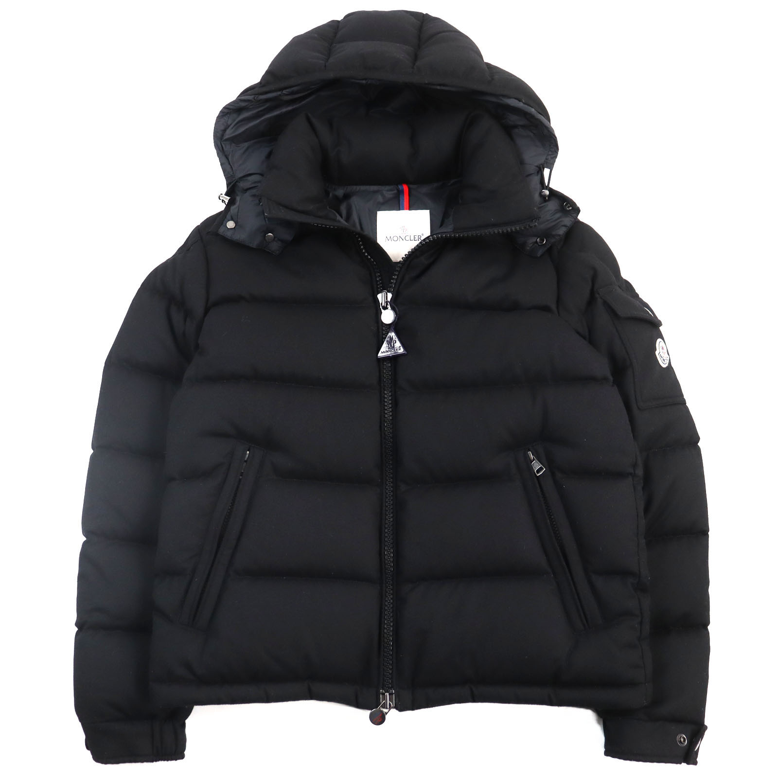 楽天市場】美品○MONCLER モンクレール 19-20AW MONTGENEVRE モンジュネーブル ロゴワッペン付き フーデッド ダウンジャケット  ブラック 1 正規品 メンズ【中古】 : 衣類＆ブランドリサイクル GREEN