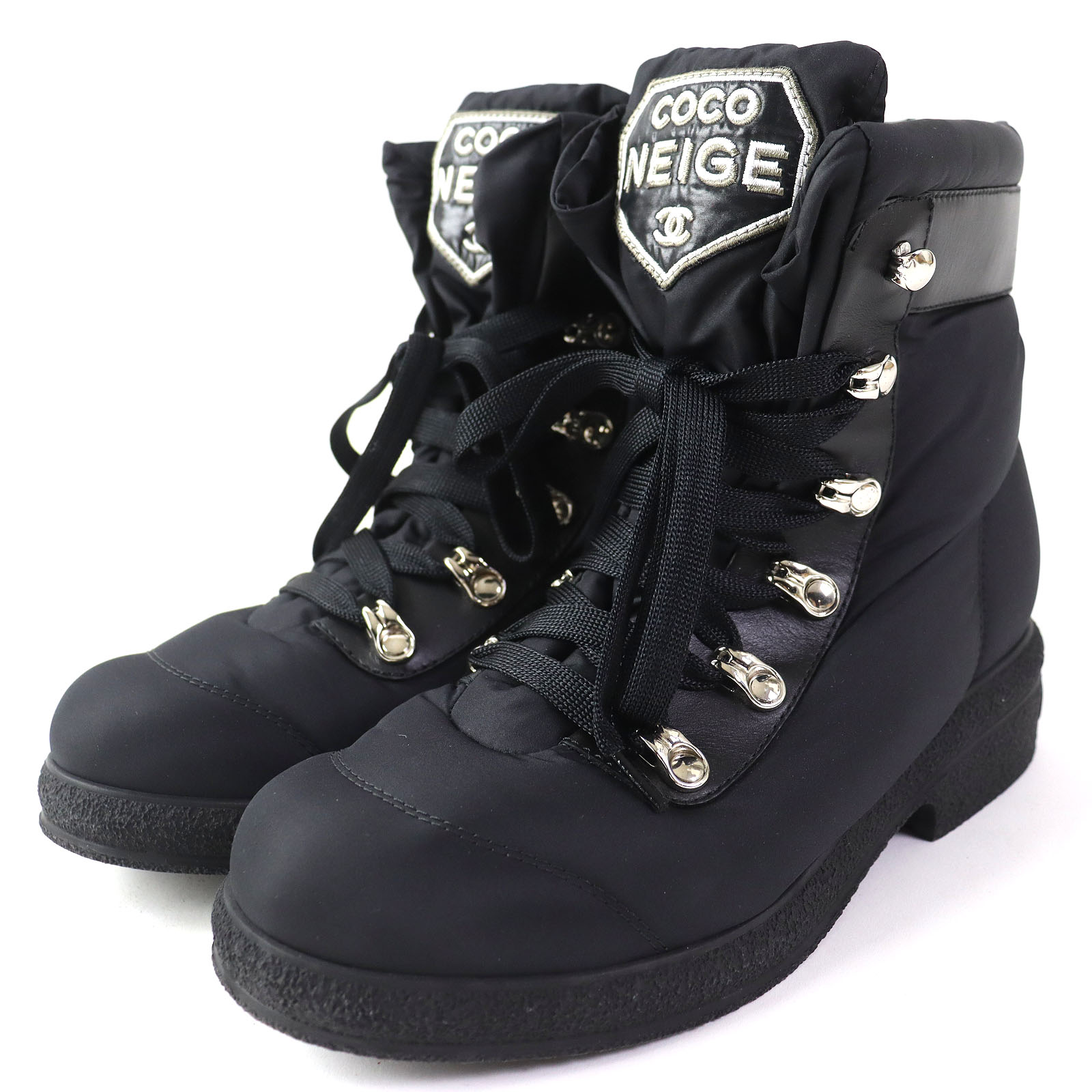 【超美品】CHANEL シャネル　ショートブーツ23の黒　ムートン　ココネージュ 超美品】CHANEL シャネル ショートブーツ23の黒 ムートン ココネージュ