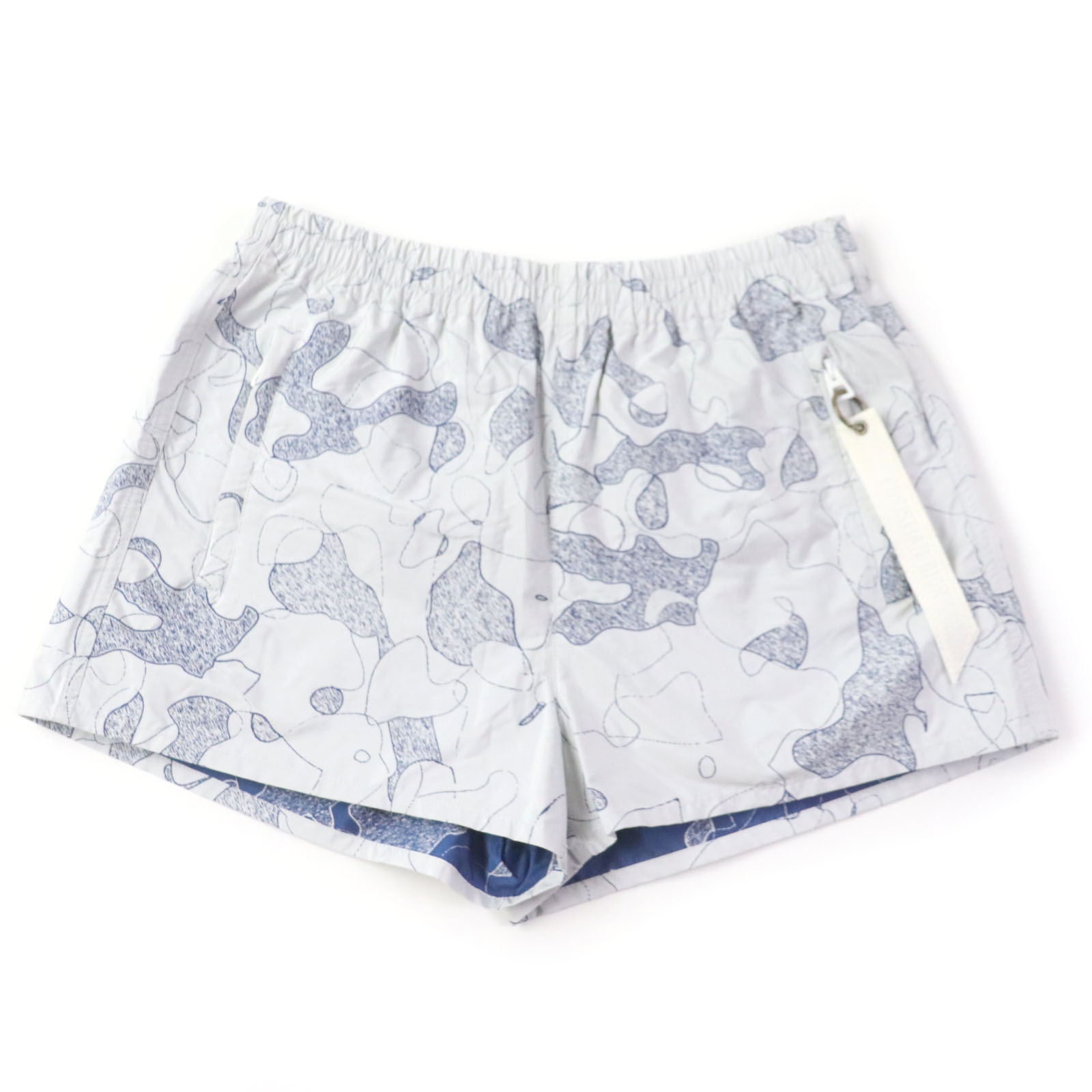極美品☆Christian Dior クリスチャンディオール 047P21A2863 ロゴチャーム付き カモフラ柄 ショートパンツ グレー ネイビー 40 イタリア製 正規品 レディース【中古】