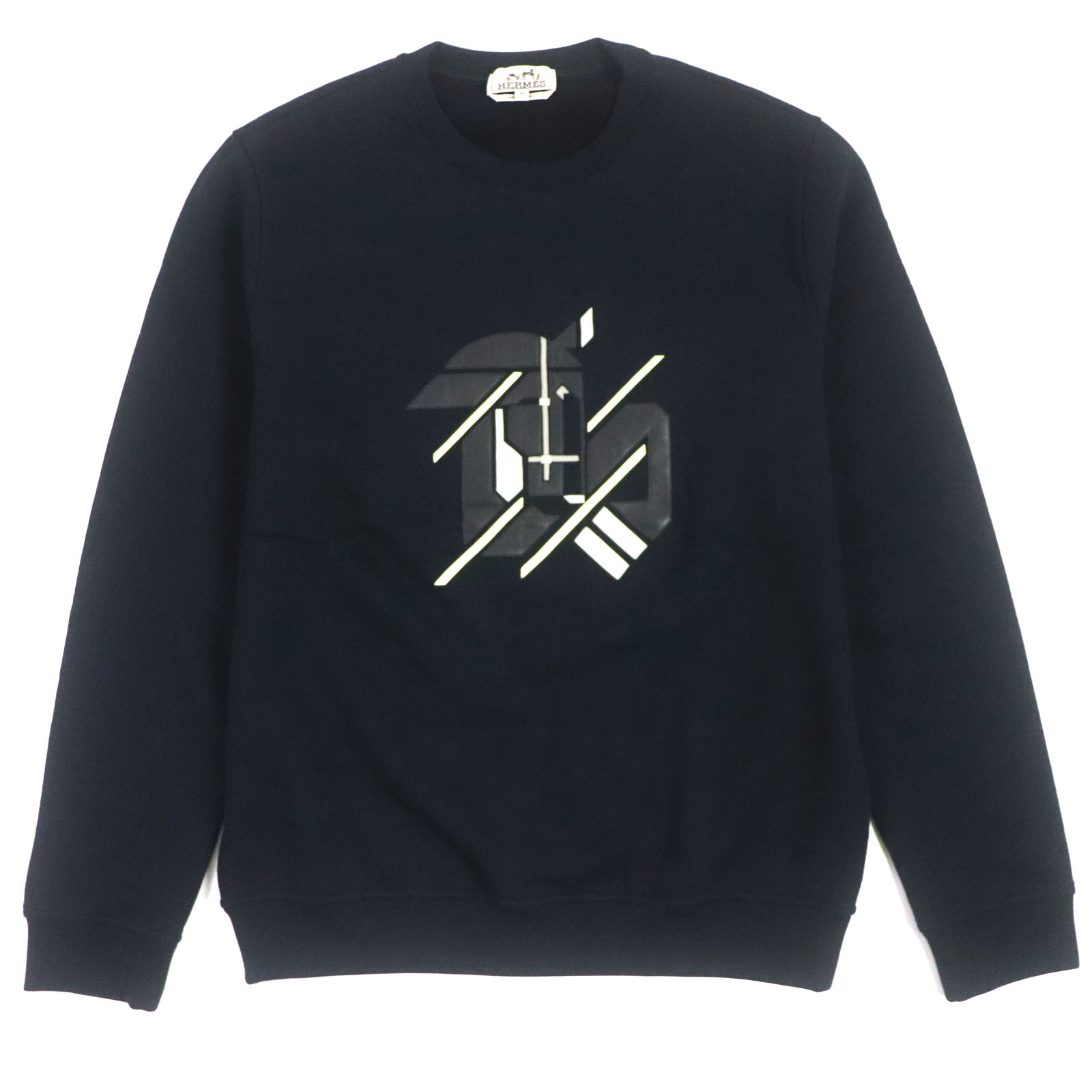 【ドンドン見直し】極美品▼HERMES エルメス 23SS Chevaux Symetrie コットン レザーパッチ付き スウェットシャツ プルオーバー ネイビー M イタリア製 正規品 メンズ【中古】｜衣類＆ブランドリサイクル GREEN 37,838円
