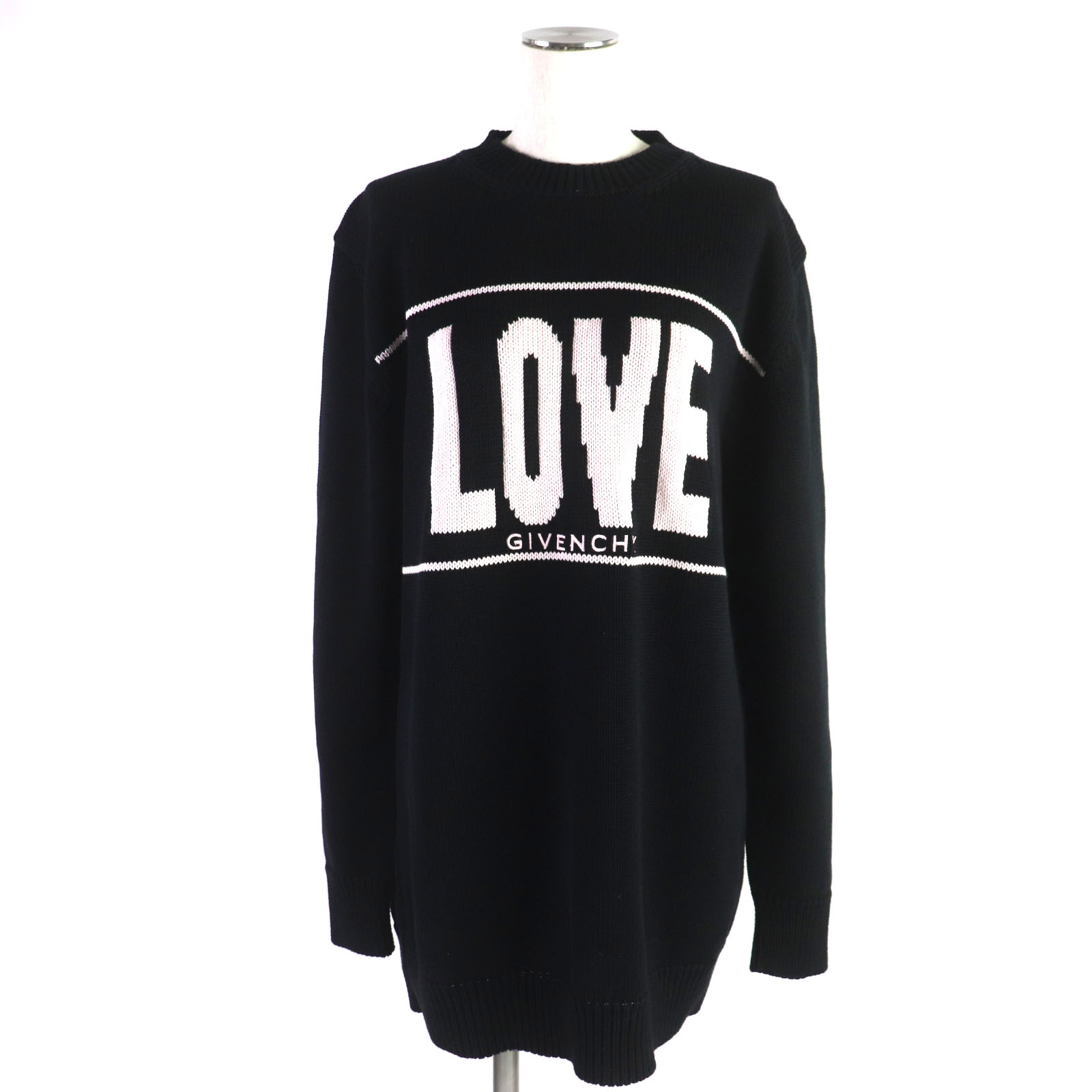 【ドンドン思いなおす】美品▼GIVENCHY ジバンシィ BW9 00A4 Z01 綿織物 LOVE 優しいこと 大層らしい大いさ 労働者の一団のど首 編み物 黒いこと S イタリア製 定まり品 レディース ユニ一発やる聞き届ける【中古】