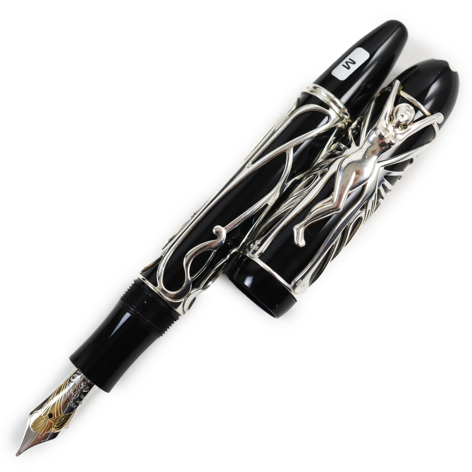 極美品●MONTBLANC モンブラン パトロンつづき物2002 アンドリューカーネギー AG925 書きもの先18K Mニブ 3886/4810 白いことはやりっ子 筆 しろがね色 黒いこと 箱・容れもの付き添い人 掛け目45.93g【中古】