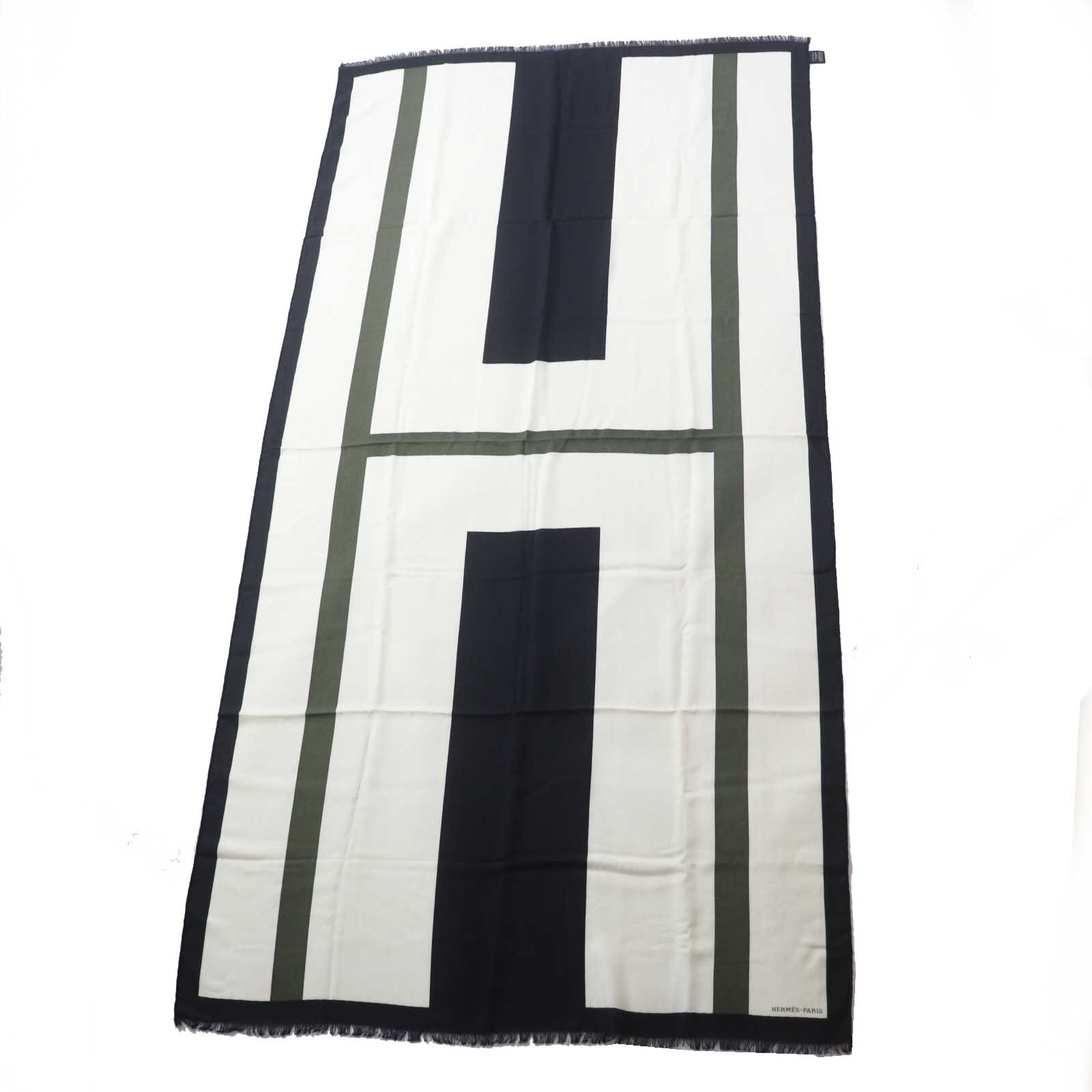 ☆極美品☆HERMES Hロゴ ショール 大判 ストール シルク＆ウール箱付き