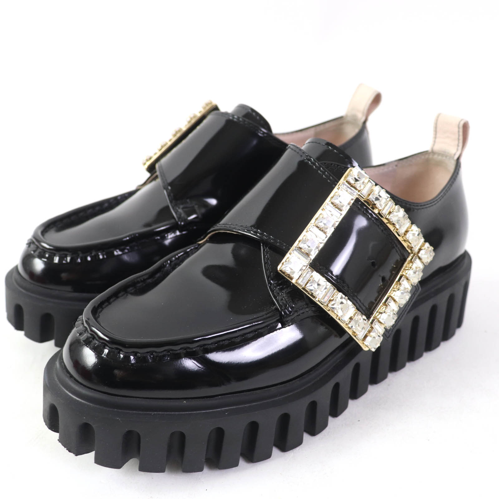 Roger Vivier VIV ヴィヴ レザー ストラスバックル アンクル ショートブーツ ブラック 37 1/2 (197556 main image 1