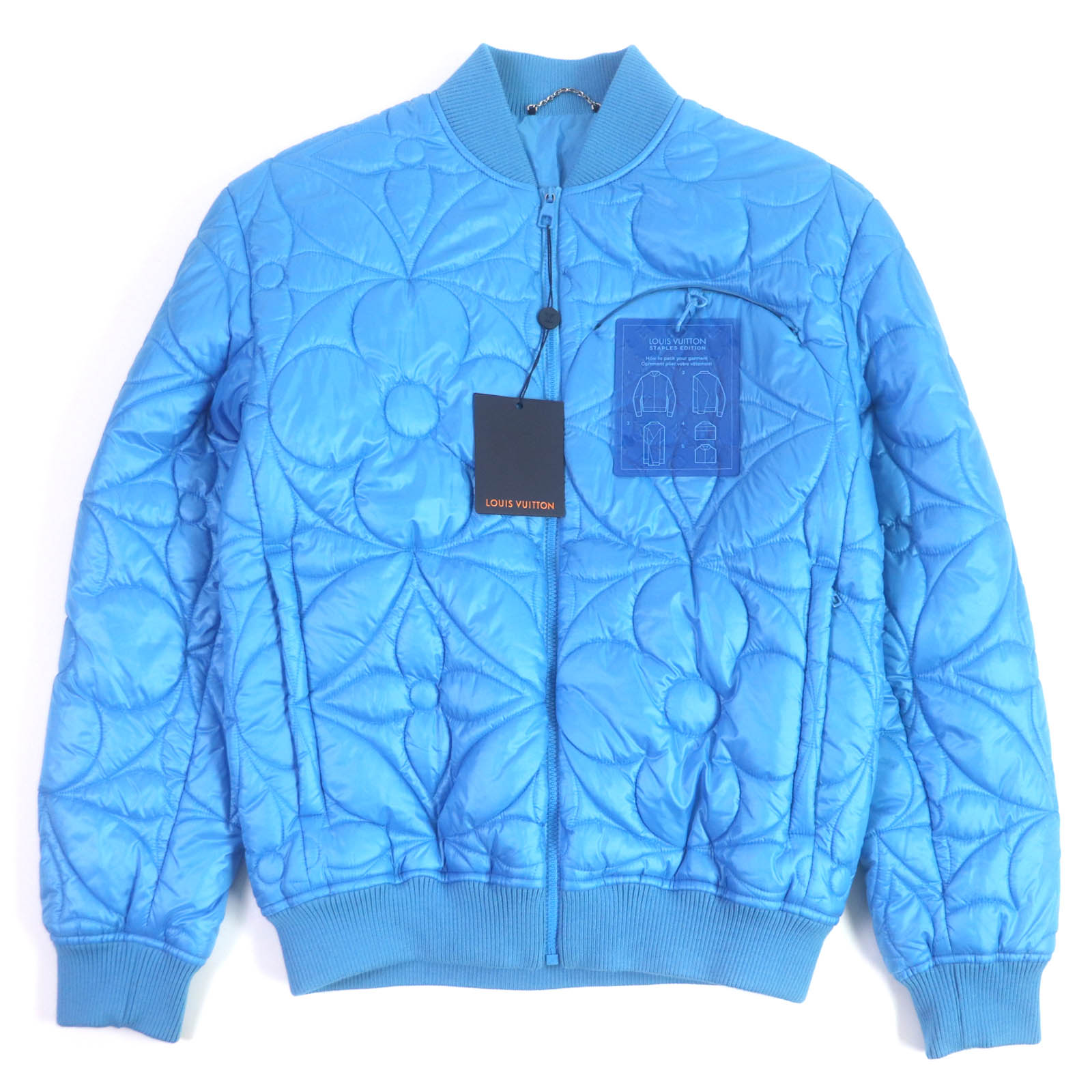未使用品□LOUIS VUITTON ルイヴィトン 21AW 1A9FOC LVステープルズエディション モノグラムフラワー キルテッドブルゾン ライトブルー 46 フランス製 正規品 メンズ【中古】|衣類&ブランドリサイクル GREEN