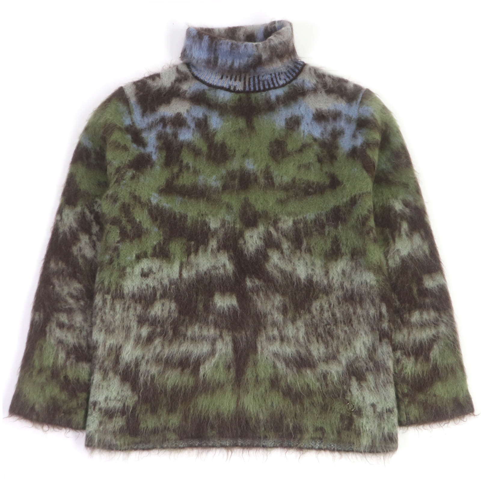 極美品□LOUIS VUITTON ルイヴィトン 19AW モヘア LVサークルロゴ金具 総柄 タートルネックニット セーター グリーン系 M イタリア製 正規品 メンズ【中古】｜衣類＆ブランドリサイクル GREEN