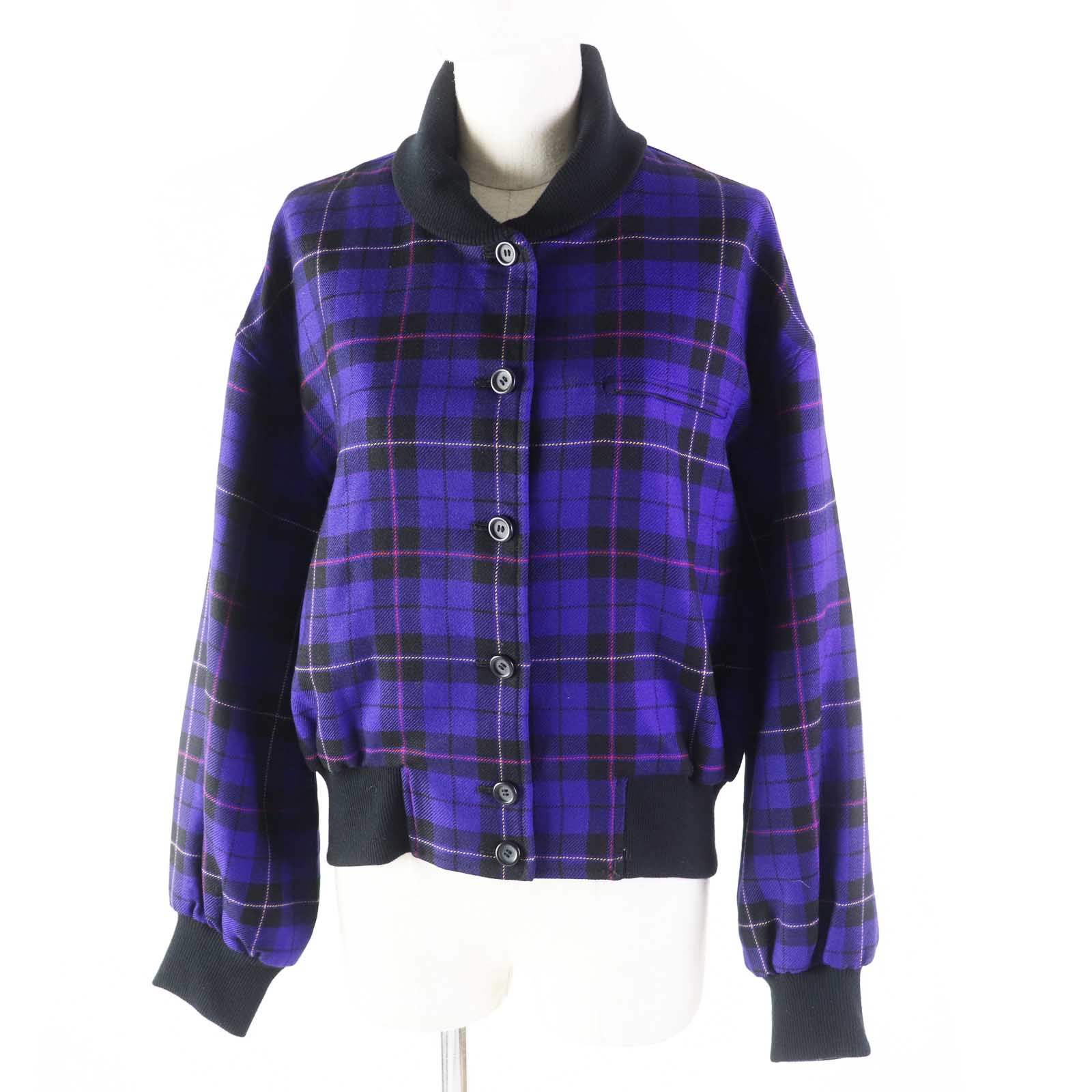 極美品◎Christian Dior クリスチャンディオール ヴィンテージ ウール100％ チェック柄 ブルゾン パープル系 M レディース【中古】｜衣類＆ブランドリサイクル GREEN 13,552円