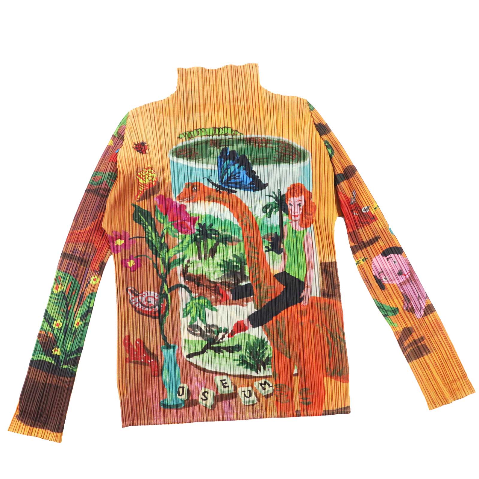 PLEATS PLEASE ISSEY  Nathalie Lete Dinos Eden Natalie Lete shirt Skirt setup Animals Dinosaurs Flowers Birds Butterflies All-over pattern PP61-JJ543 PP61-JG545 green 3