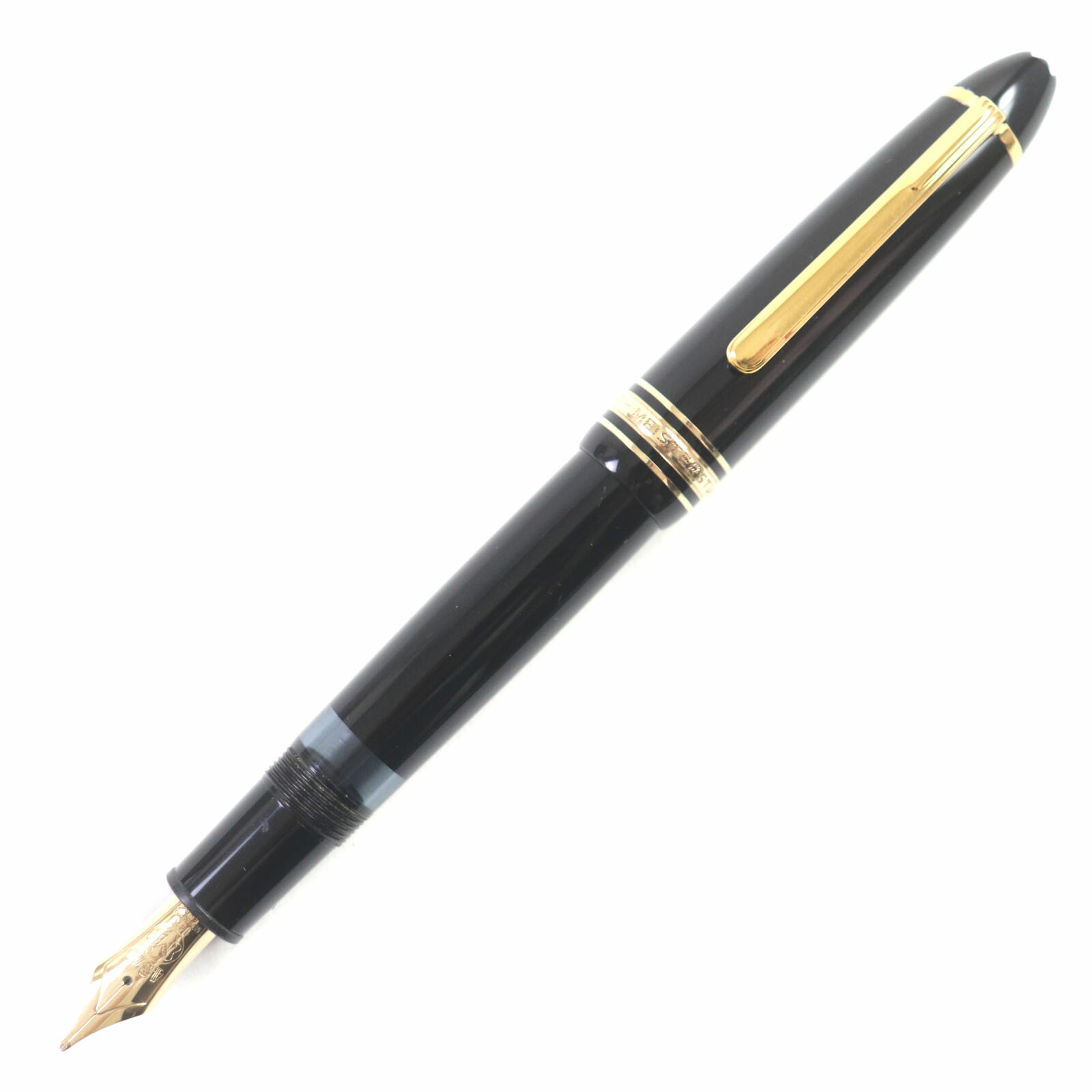 極美品▼MONTBLANC モンブラン マイスターシュテュック 146 書き込み先14K Bニブ 白いことはやりっ子 筆 黒いこと ゴールド ＦＲＧ製 メンズ【中古】 文房具・事務用品-日用品雑貨・文房具・手芸