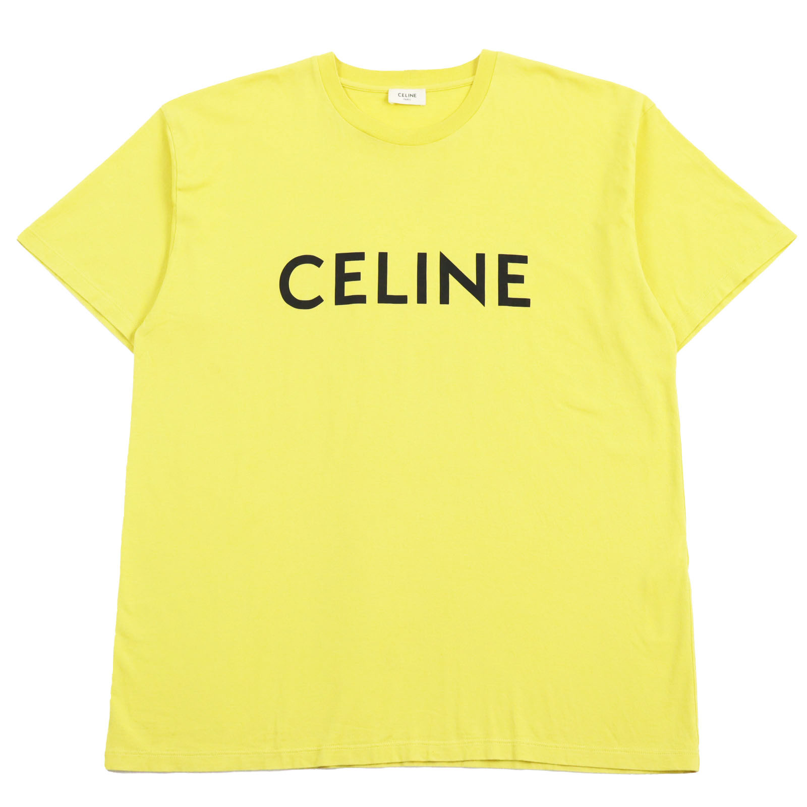 良品●CELINE セリーヌ 21SS 2X681501F フロントロゴプリント ショートスリーブ 半袖Tシャツ イエロー M イタリア製 正規品 メンズ【中古】