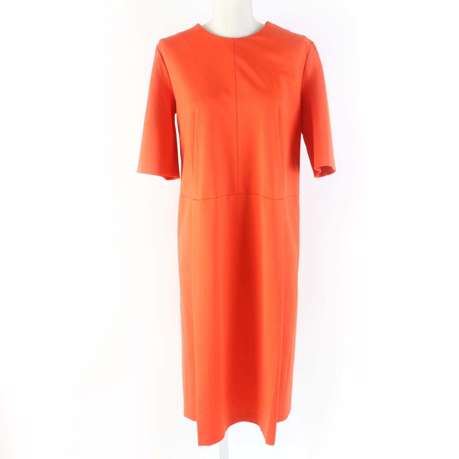 未使用品★JIL SANDER ジルサンダー クルーネック 半袖 ウェストタック ワンピース オレンジ 34 イタリア製 正規品 レディース【中古】