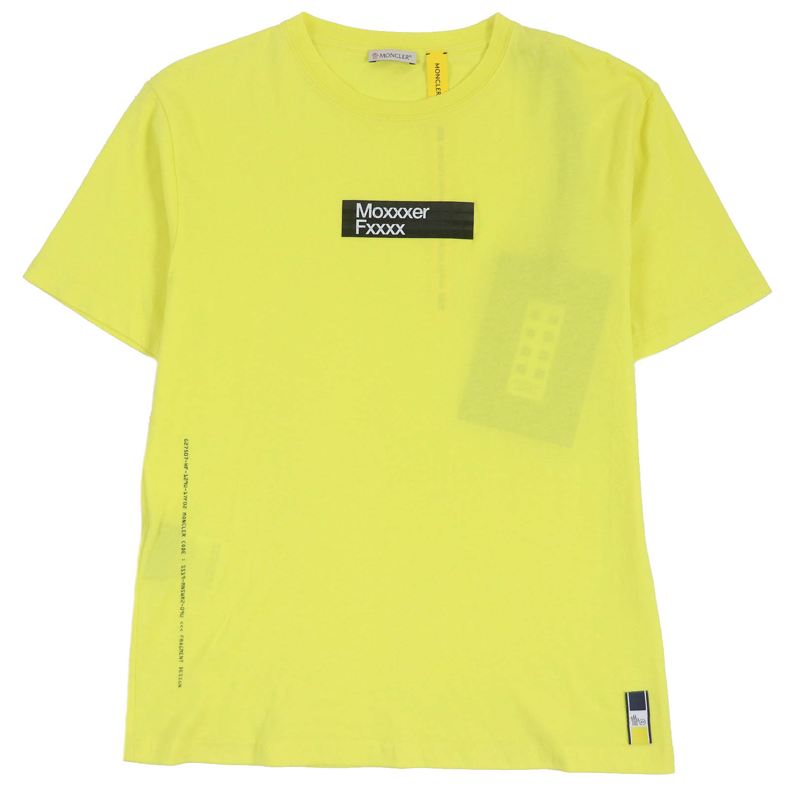 極美品□MONCLER GENIUS 7 モンクレール ジーニアス 7 フラグメント ヒロシフジワラ 2018年製 MAGLIA T-SHIRT コットン100% クルーネック ショートスリーブ 半袖Ｔシャツ イエロー S イタリア製 正規品 メンズ【中古】