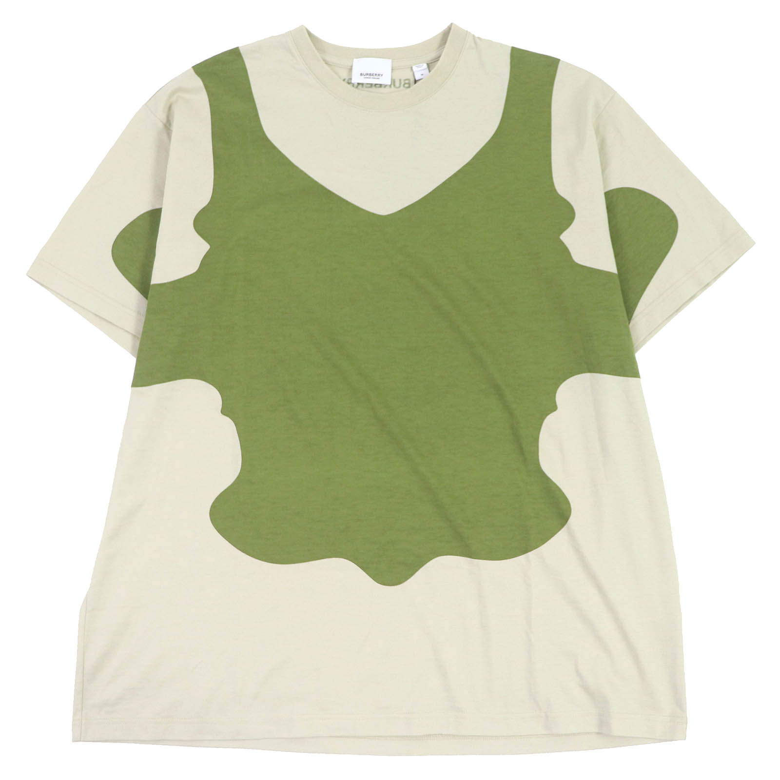 未使用品□BURBERRY バーバリー 22SS 8052169 コットン プリンテッド クルーネック ショートスリーブ 半袖Ｔシャツ カーキ系 M イタリア製 正規品 メンズ【中古】