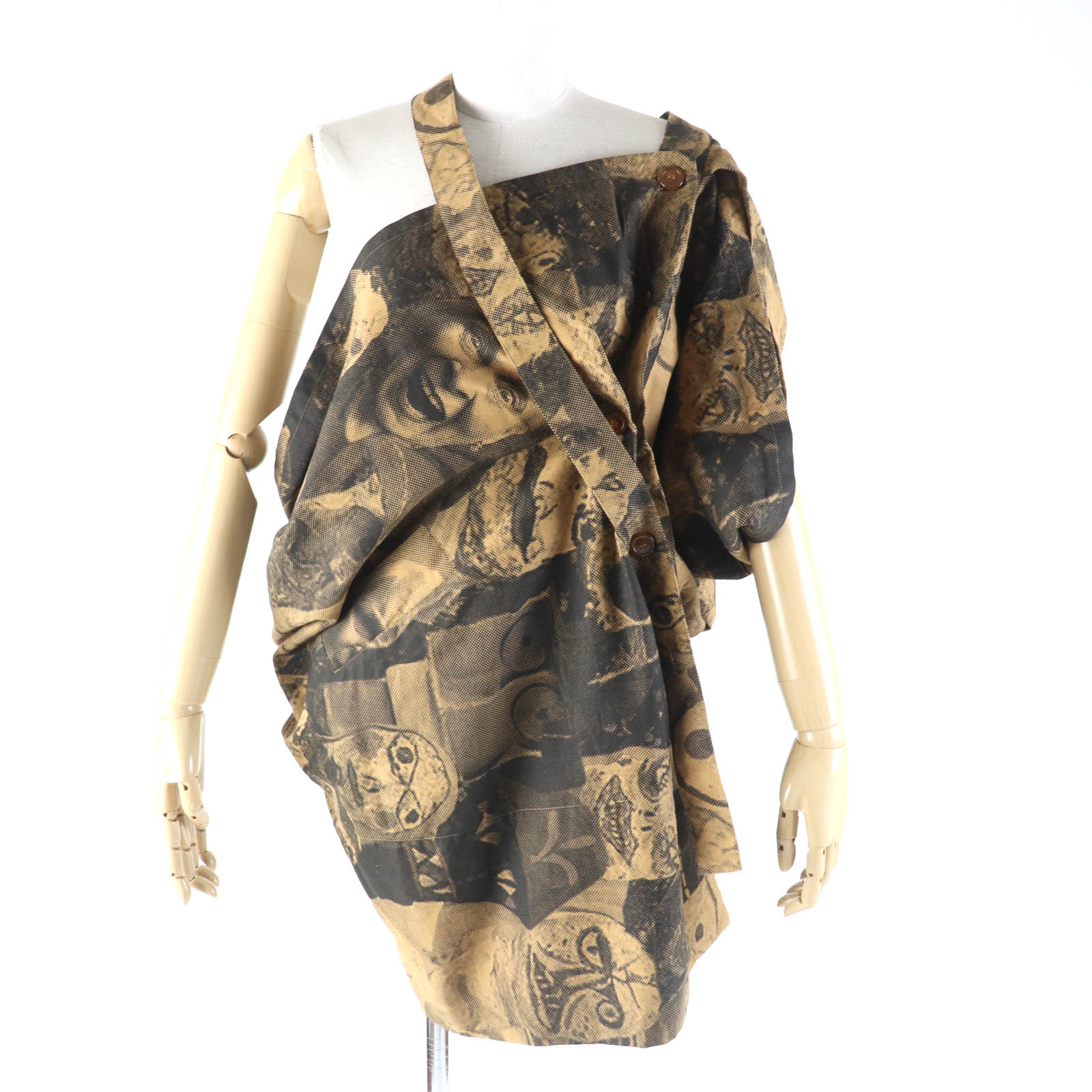 極美品★Vivienne Westwood ヴィヴィアンウエストウッド 綿織物100％ 顔刷り上げる 非対称 ひな型 衣装 赤銅色 黒いこと 38 イタリア製 置き目品 レディース【中古】